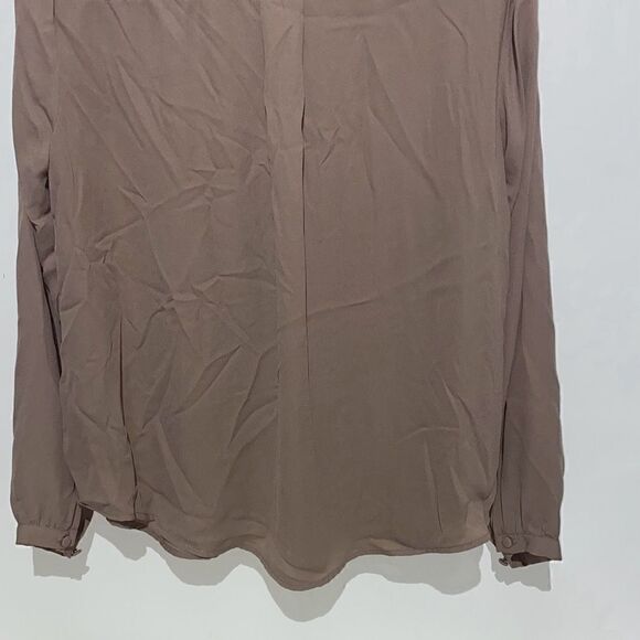 Torrid Women's Brown Pleated Popover Split Neckline Long Sleeve Blouse Size 00 - Picture 6 of 8